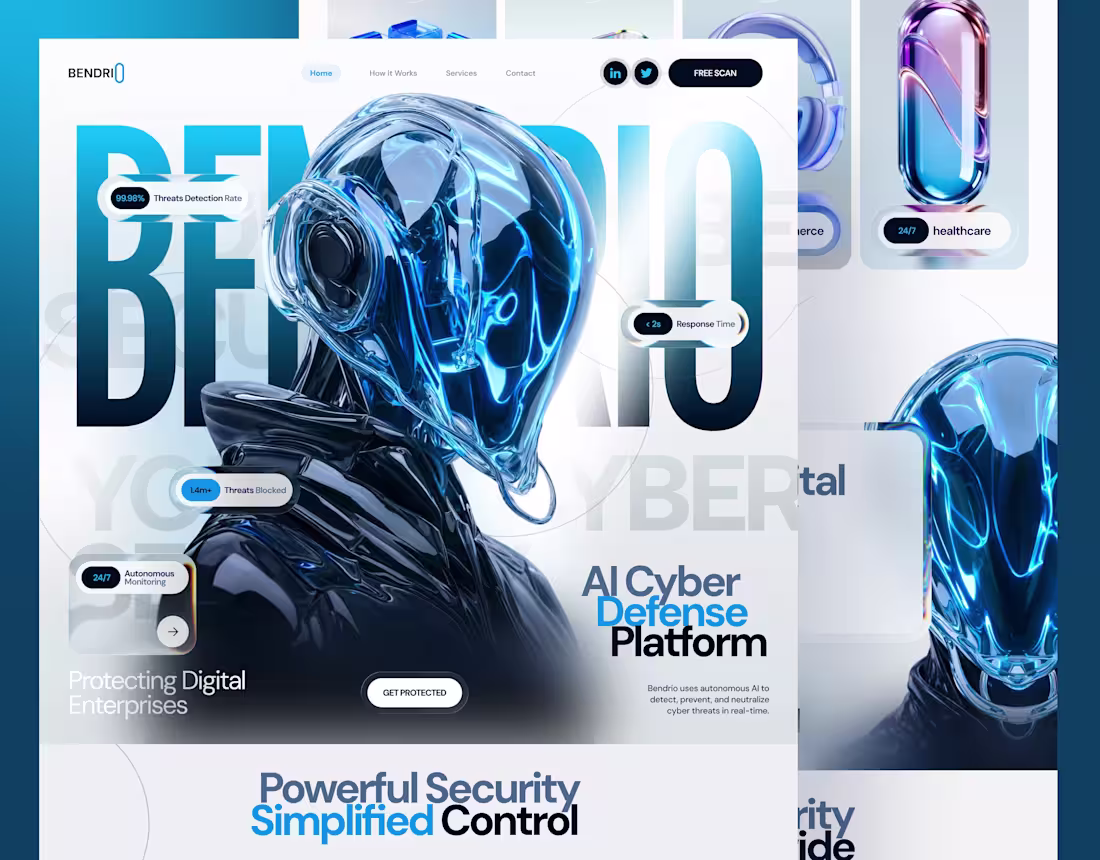 Cover image for Bendrio - Cyber Security website design, landing page