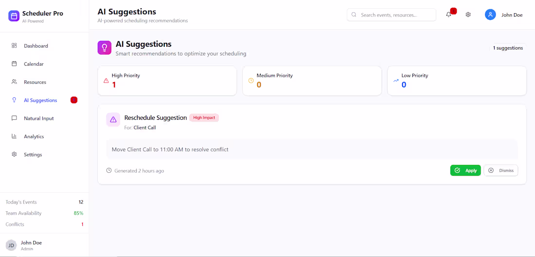 Cover image for Scheduler Pro - AI-Powered Team Scheduling Application