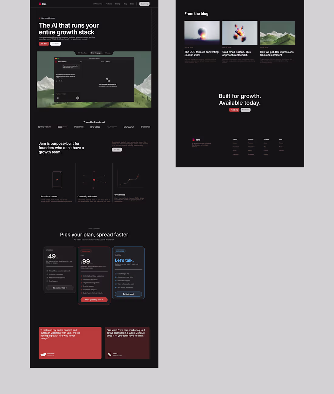 Cover image for Landing Page concept: for an ai driven marketing tool