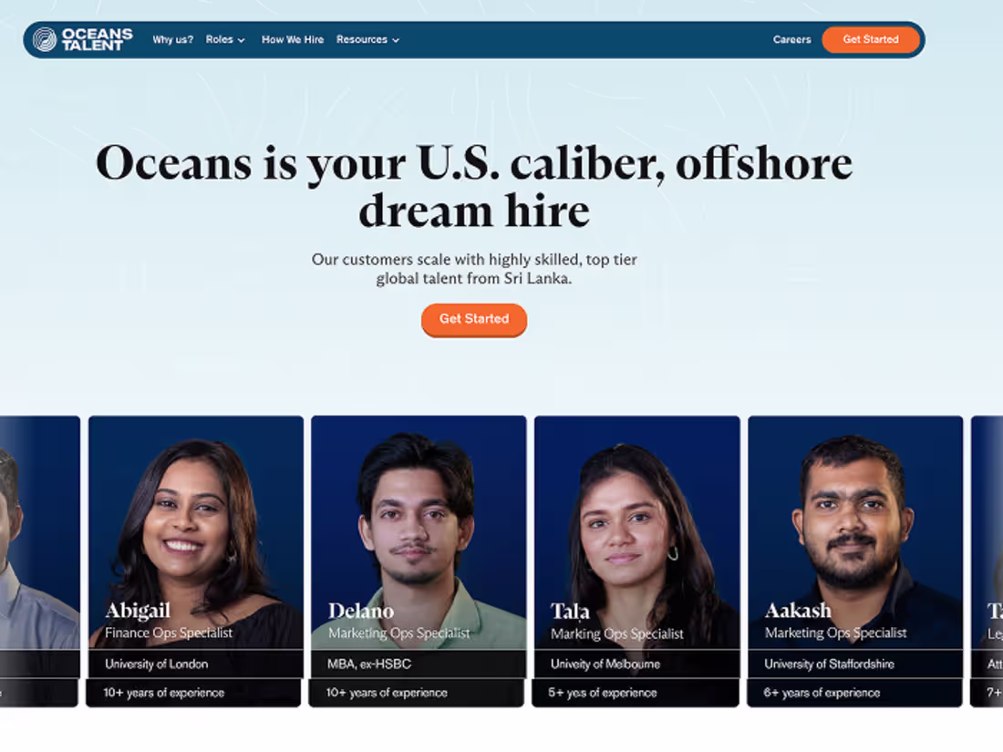 Cover image for Oceans Talent, Webflow CMS, Content Operations and Conversion