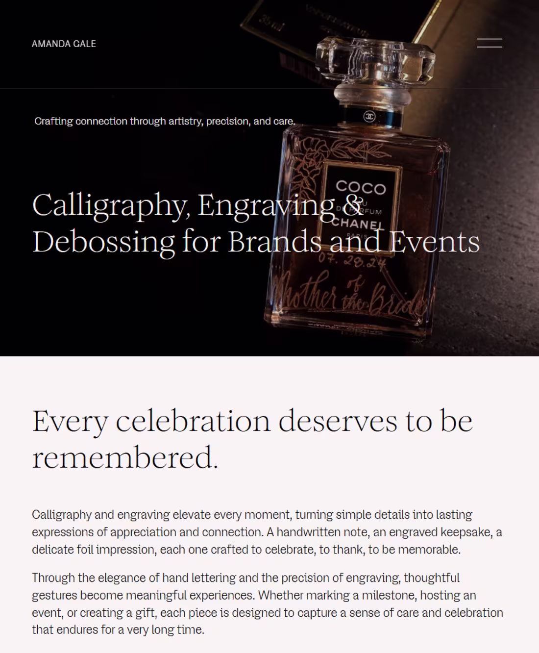 Cover image for Website copy developed for Amanda