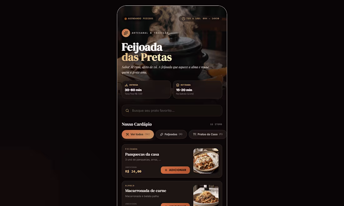 Cover image for Feijoada das Pretas - Digital Menu & Ordering