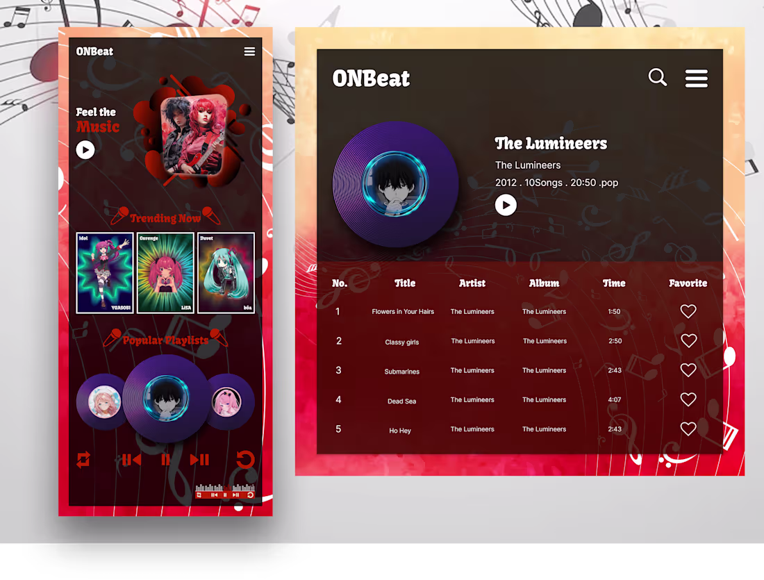 Cover image for Music & Entertainment Web UI