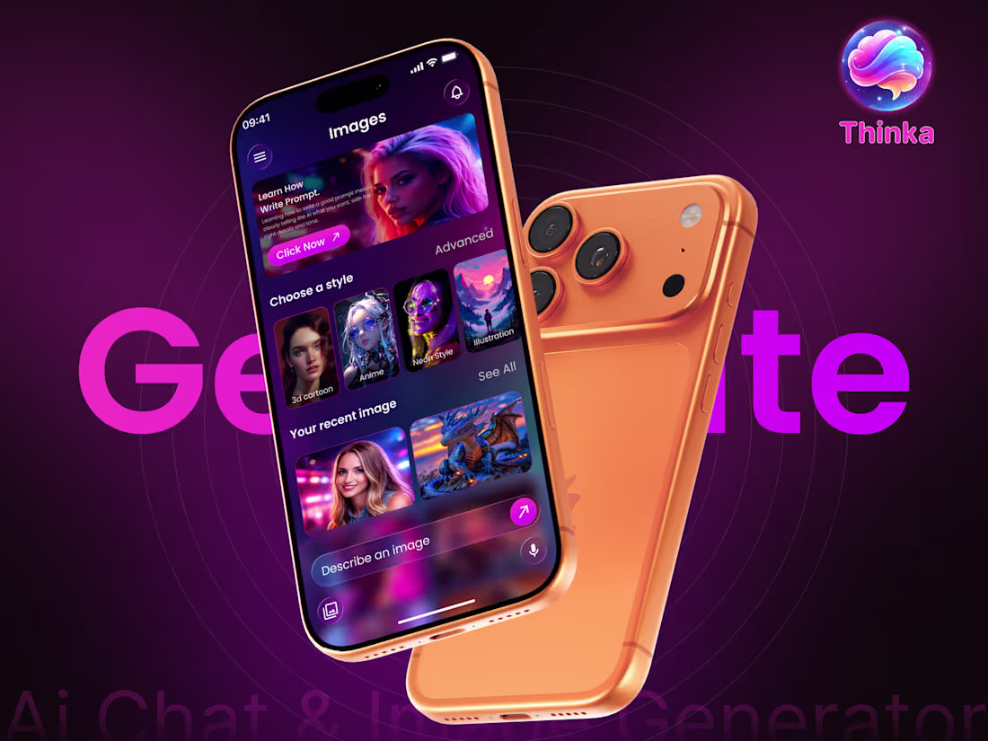 Cover image for Ai chat & image generate mobile App| UI/UX| Case study