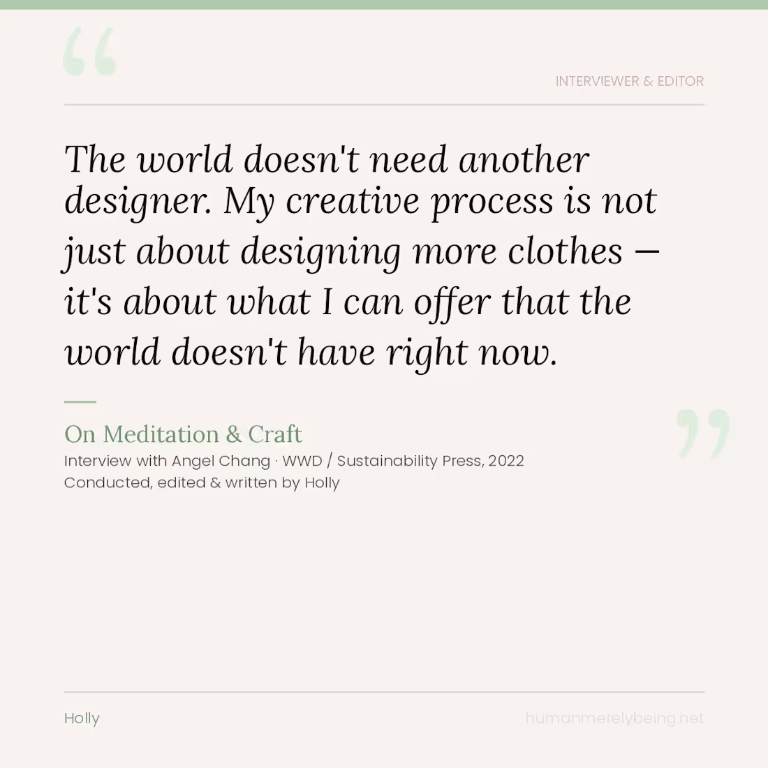 Cover image for Interview conducted with Zero-Carbon designer,