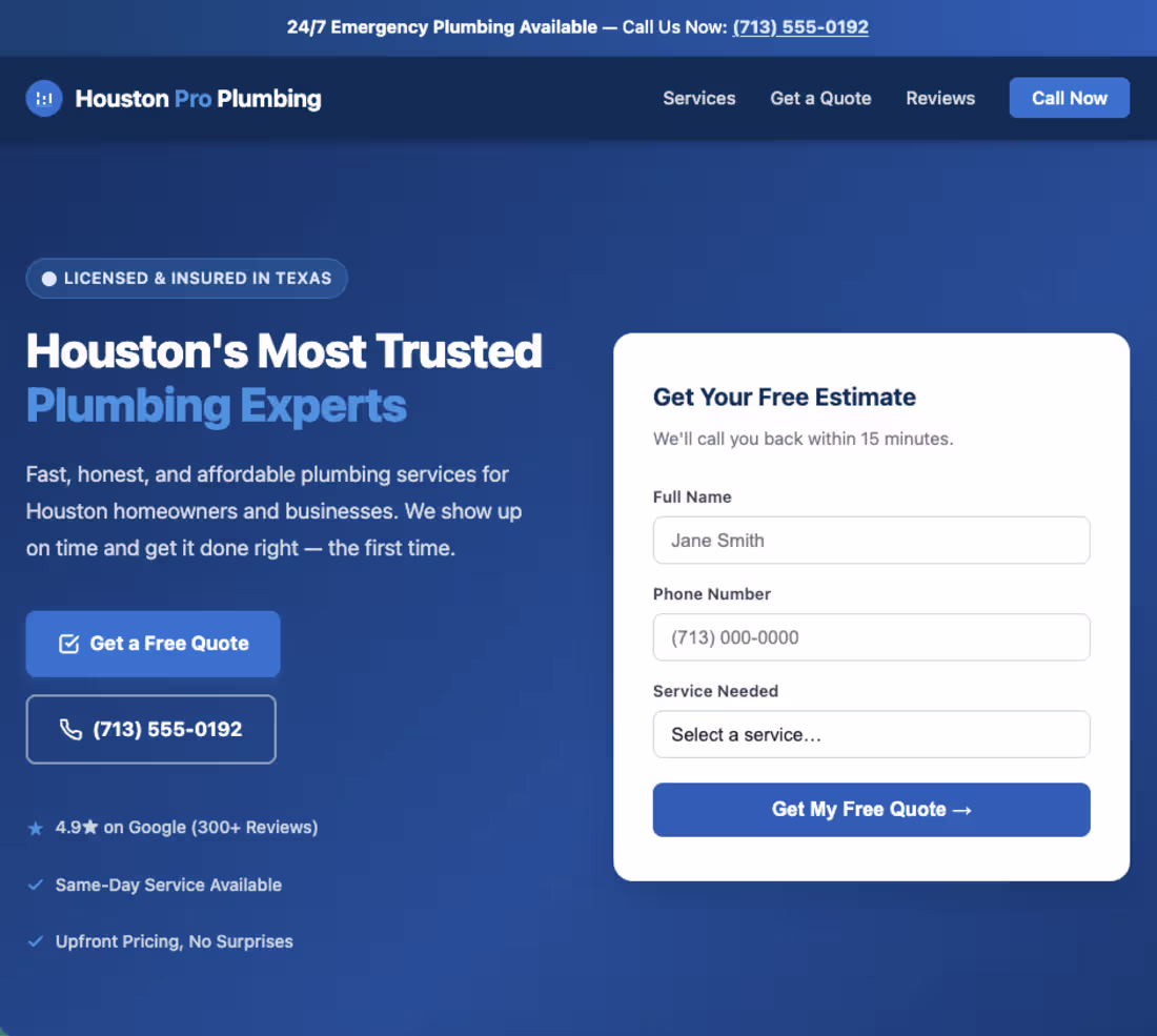 Cover image for Houston Pro Plumbing — Service