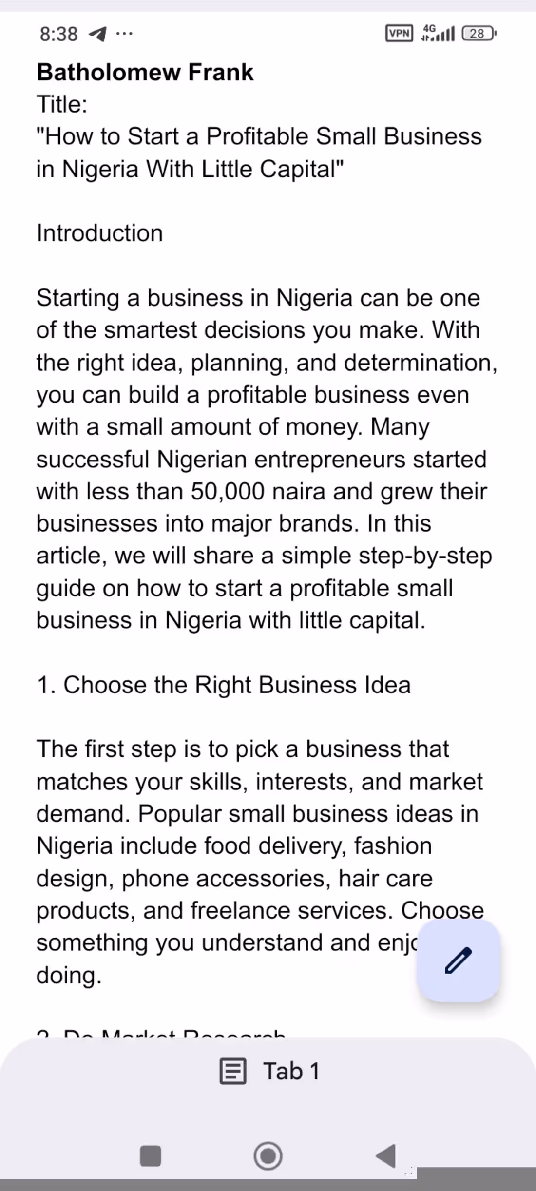 Cover image for Content writing sample created for