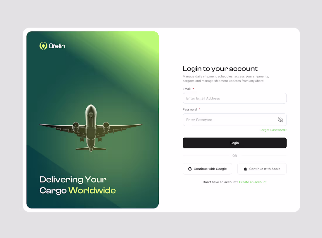 Cover image for Login Screen Exploration for A Shipping company If you're bu...