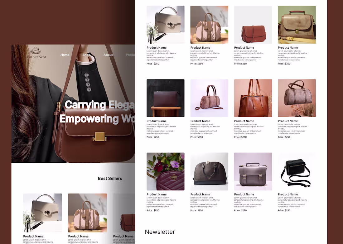 Cover image for Luxury Handbags store e-commerce website
LeatherNest