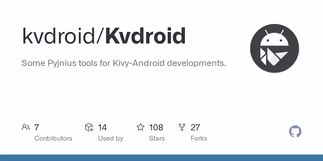Cover image for GitHub - kvdroid/Kvdroid: Some Pyjnius tools for Kivy-Android d…