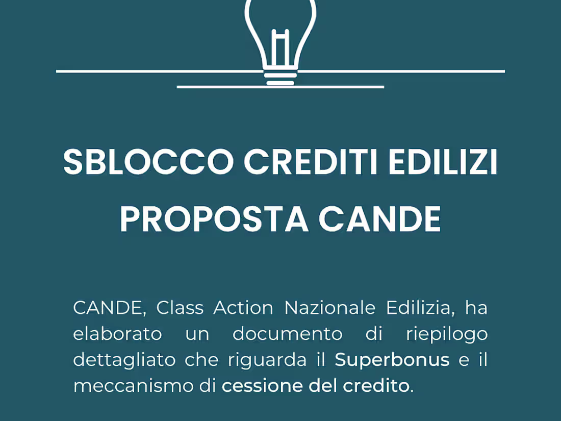 Cover image for Sblocco crediti edilizi. Proposta CANDE