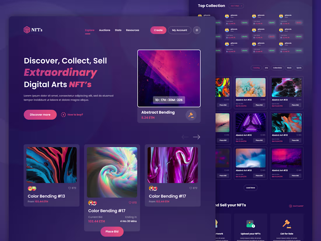 Cover image for NFT Marketplace Landing Page UI