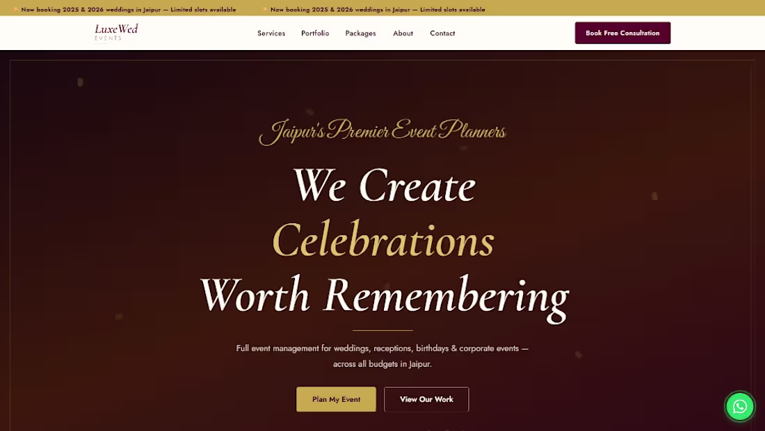 Cover image for Landing page for wedding event