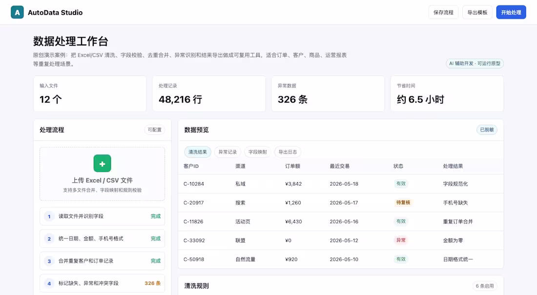 Cover image for Smart Spreadsheet Cleanup Tool
A focused