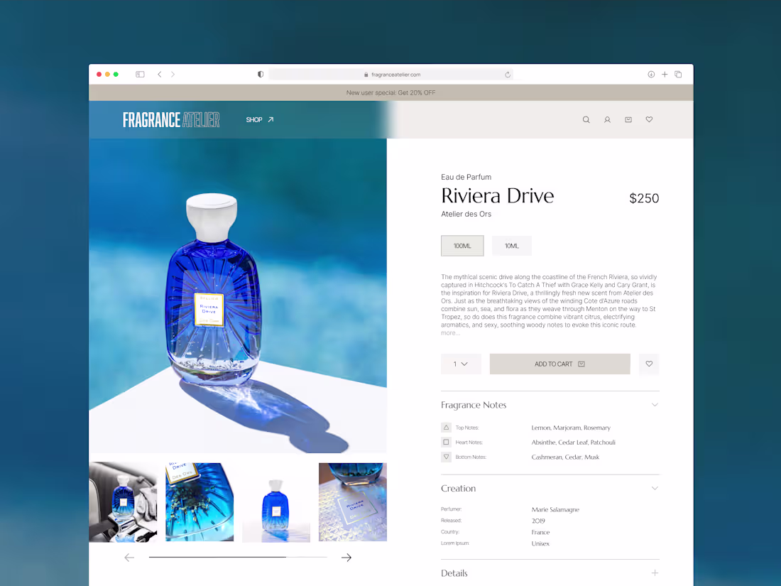 Cover image for Niche fragrance e-commerce website Fragrance Atelier
