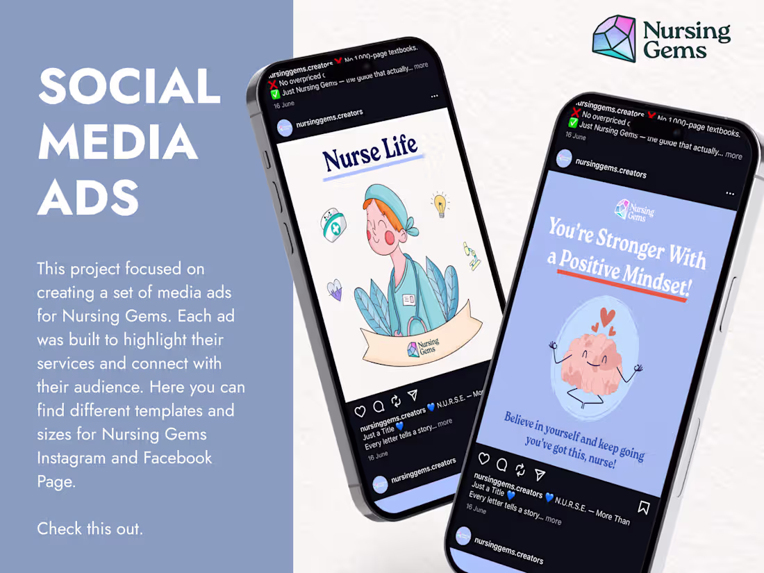 Cover image for Social Media Ads Design Project - Nursing Gems