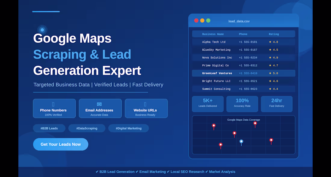 Cover image for Expert Google Maps Scraping & Lead Generation Services