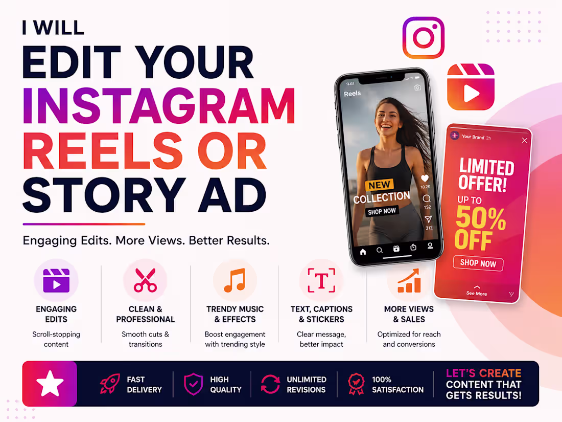 Cover image for  I will edit your Instagram Reels or Story Ad