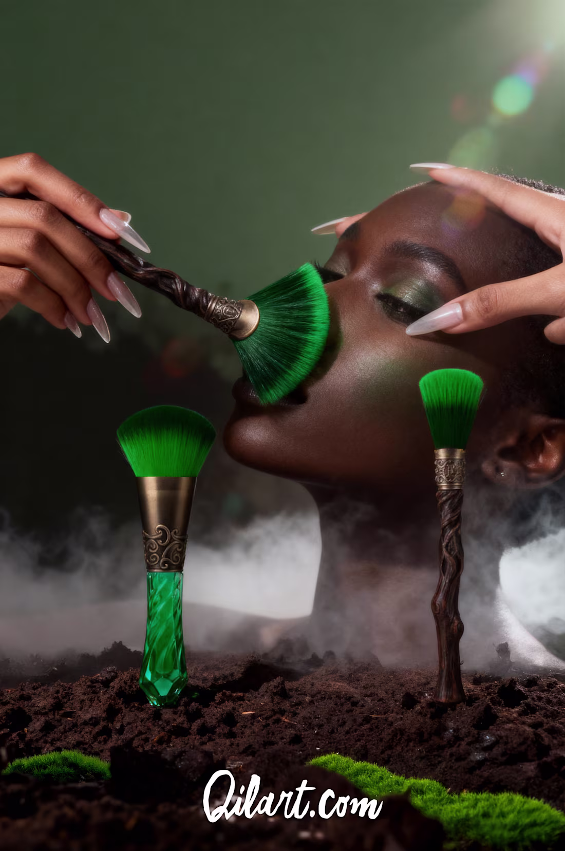 Cover image for Make up brushes inspired by Wicked's Elphaba Thropp. 100% AI...