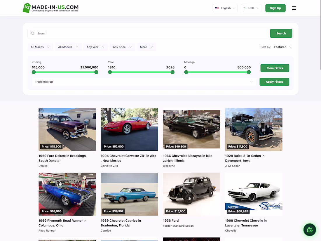 Cover image for MADE-IN-US.COM (http://MADE-IN-US.COM) - Car marketplace
