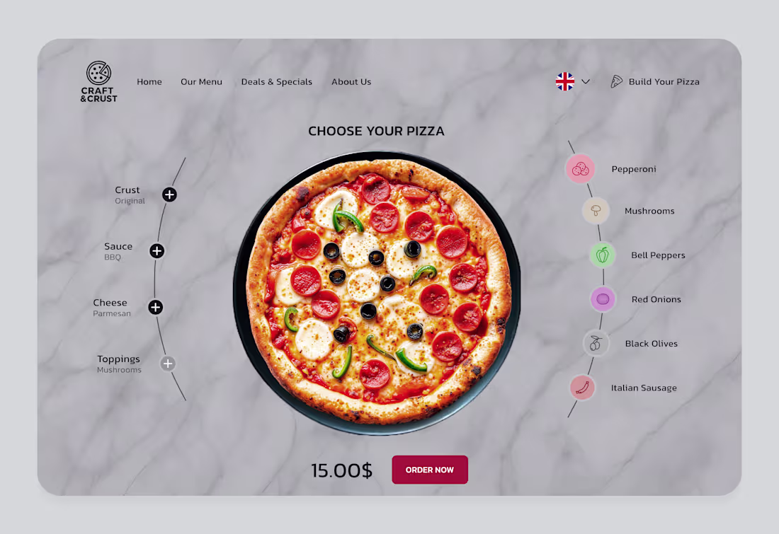 Cover image for Pizza builder interface mockup 🎨🍕
A