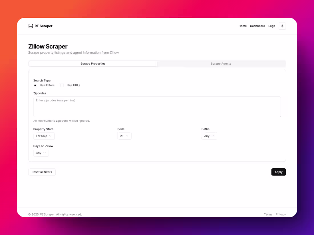 Cover image for Zillow Real Estate Data Scraper