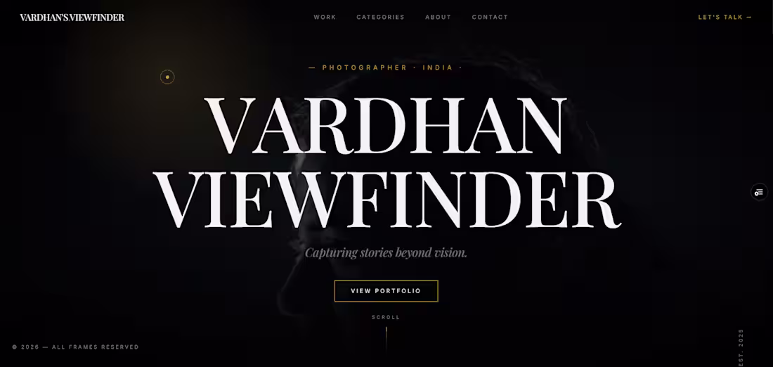 Cover image for Vardhan's Viewfinder – Photographer Portfolio