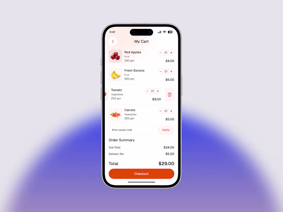 Cover image for Grocery Mobile App Cart Page Design