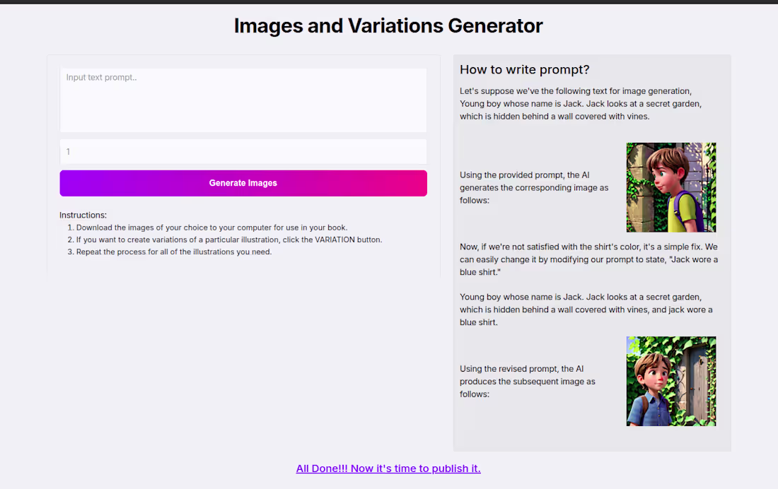 Cover image for AI Children's Story Book Generator Development