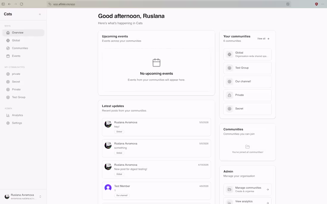 Cover image for Afinio - Organization Community Platform

Afinio