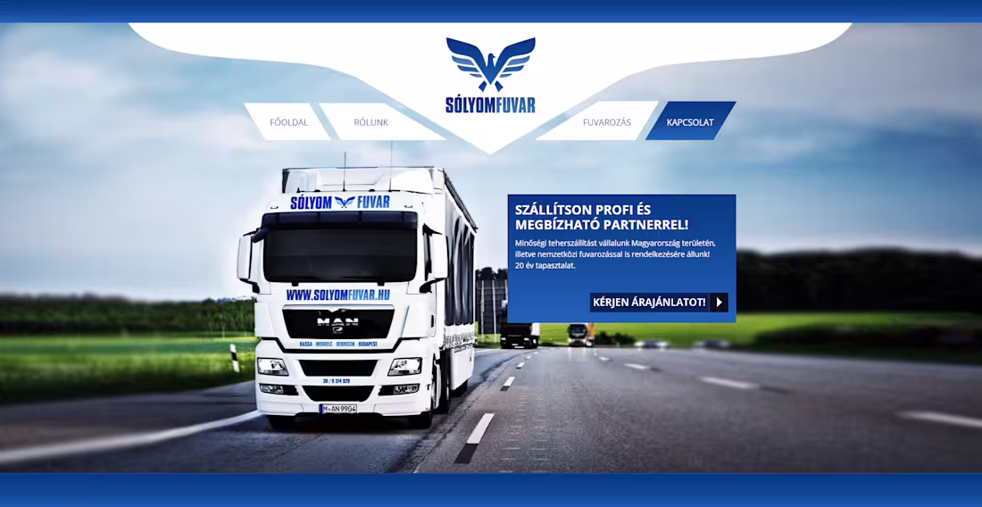 Cover image for Sólyom Fuvar Transportation Website and Logo