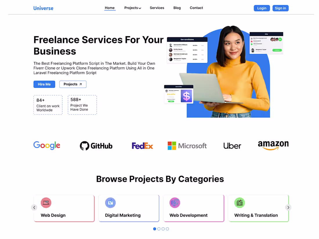 Cover image for Universe-Freelancing portal
