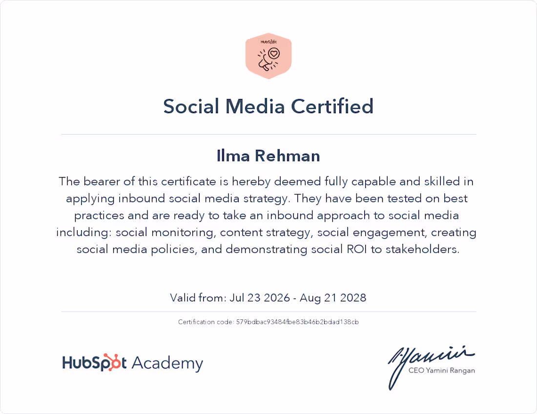 Cover image for HubSpot Social Media Marketing Certification
Successfully