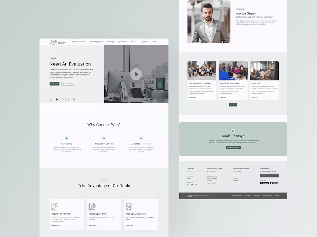 Cover image for (WES) World Education Service Website on Behance