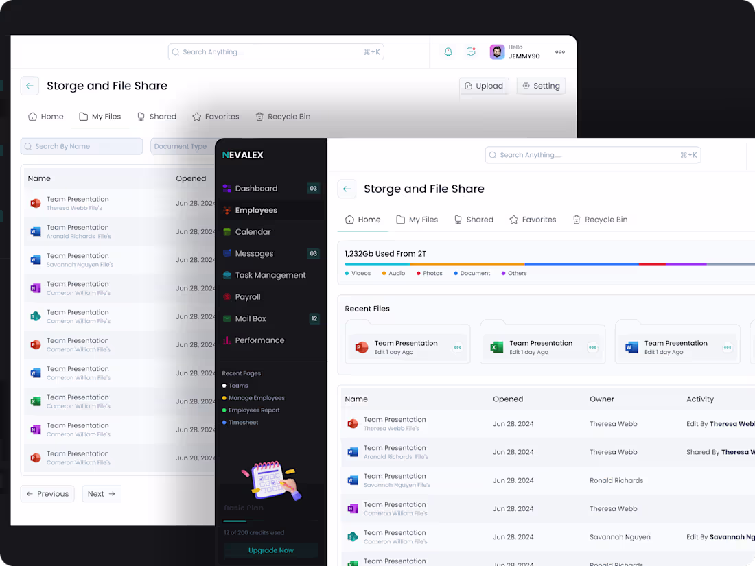 Cover image for Team File Management Dashboard Design