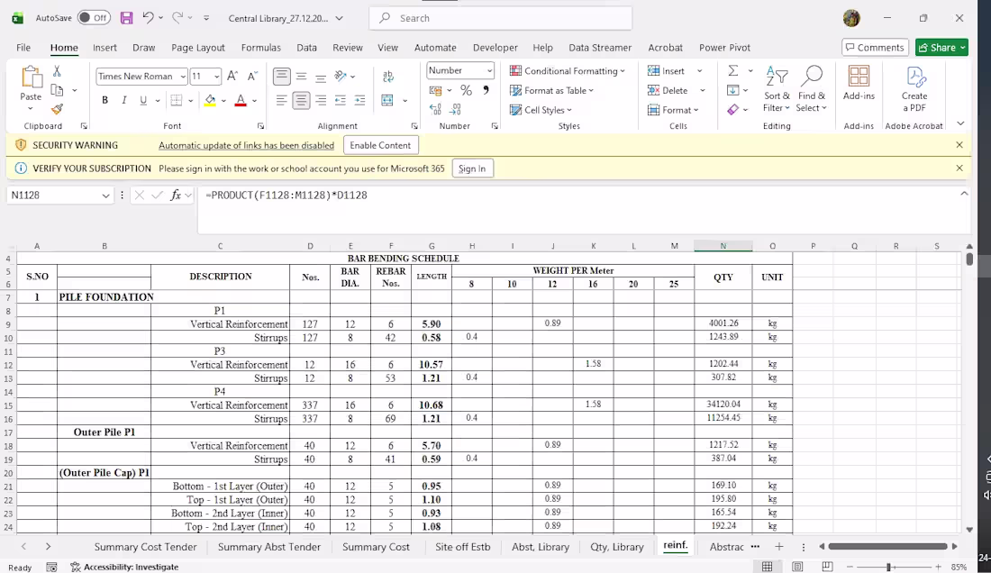 Cover image for Building Estimate Excel Work:
