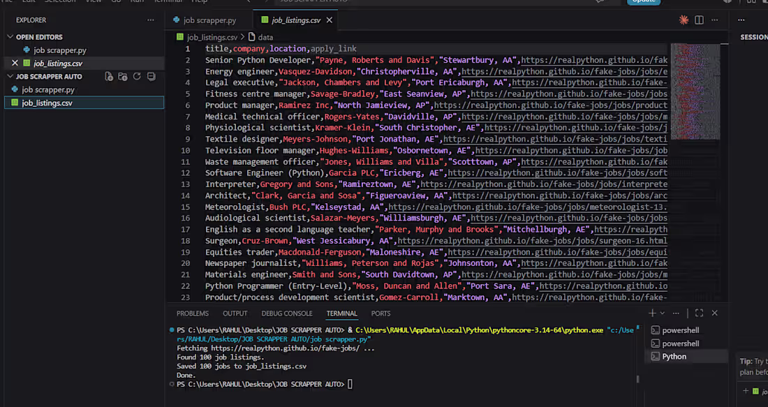 Cover image for Built a job listings scraper