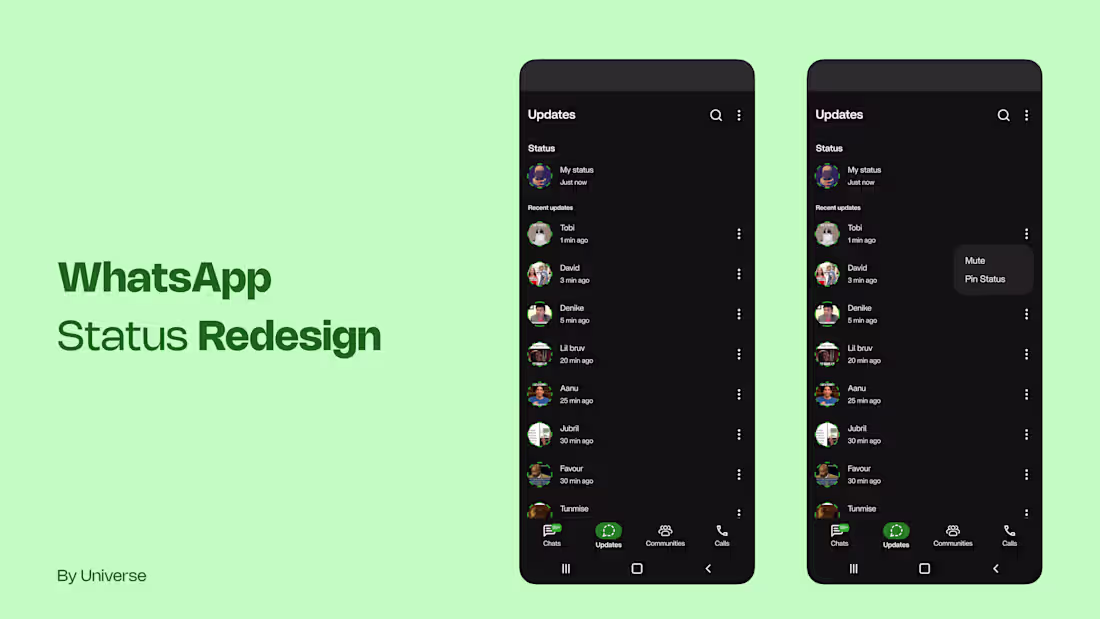 Cover image for WhatsApp Status Redesign.