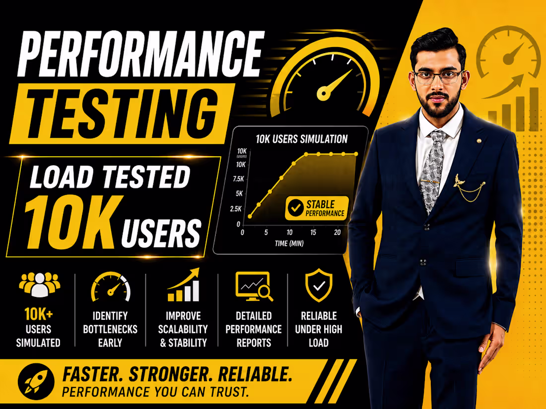 Cover image for I will perform load and performance testing for up to 10k users