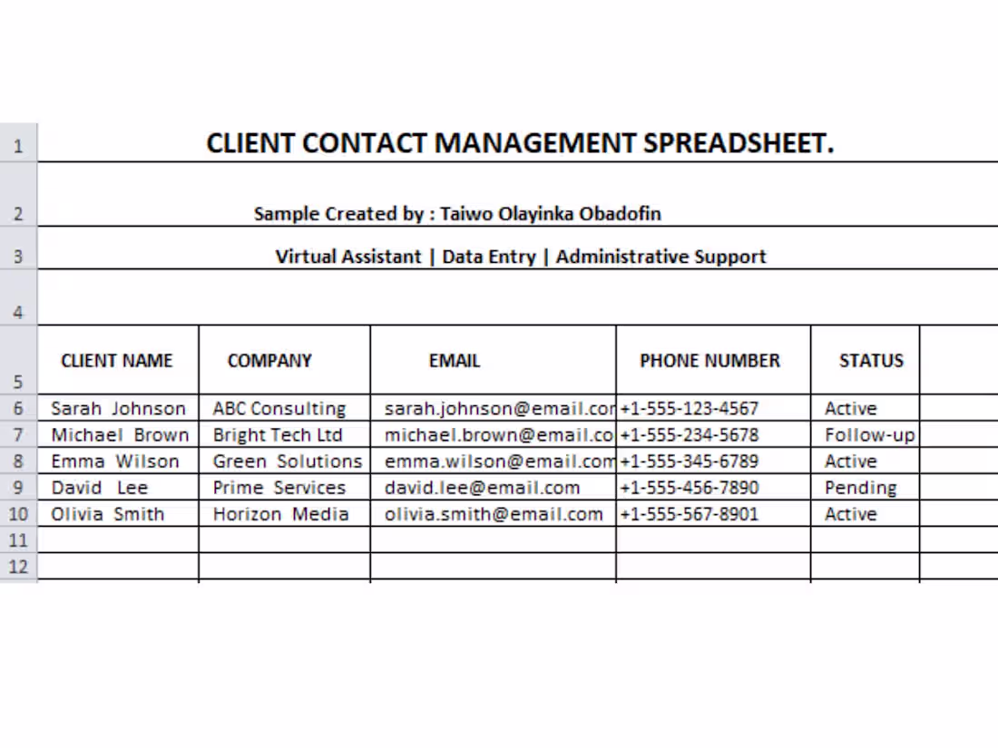 Cover image for A Client Contact Management Spreadsheet
