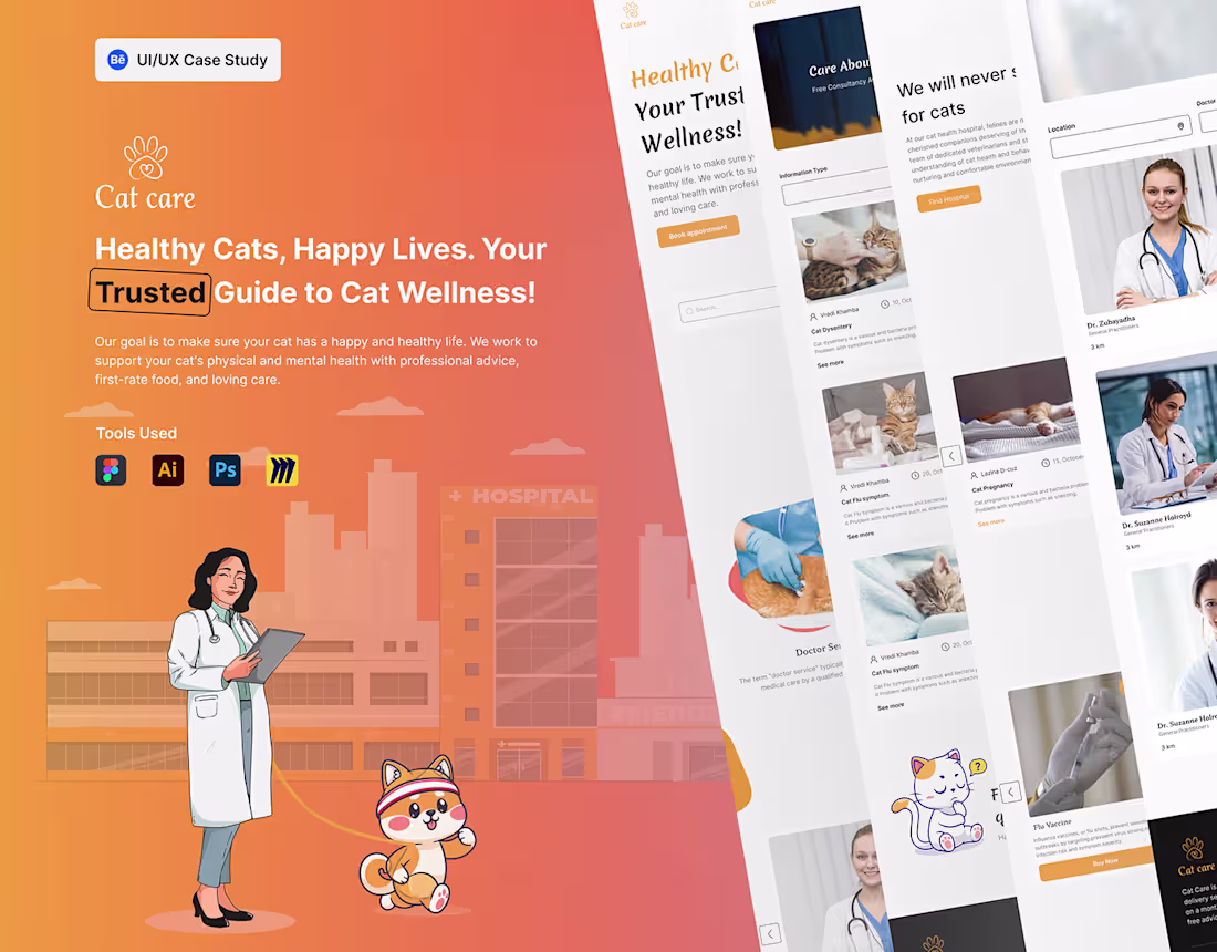 Cover image for Cat Care - Cat Health UI/UX Design Case Study