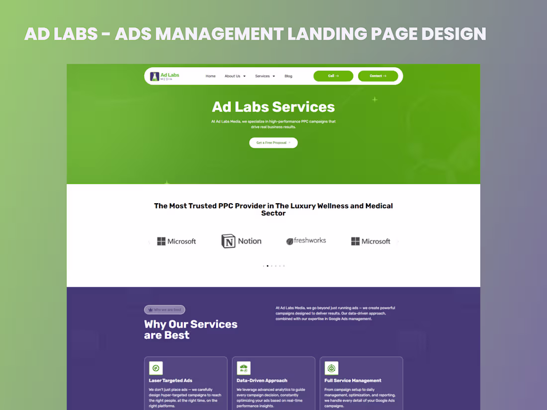 Cover image for Designed a high-converting ad management landing page within...