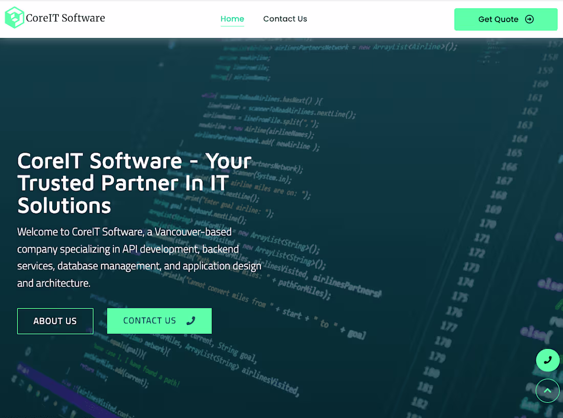 Cover image for CoreIT Software : Website Design