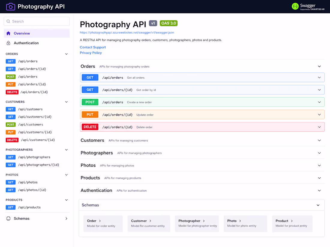 Cover image for Photography Orders API/MVC project
