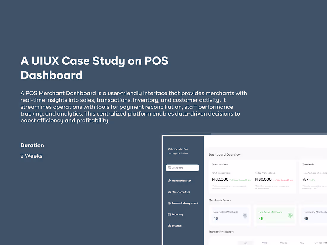 Cover image for A POS Merchant dashboard (Case Study)