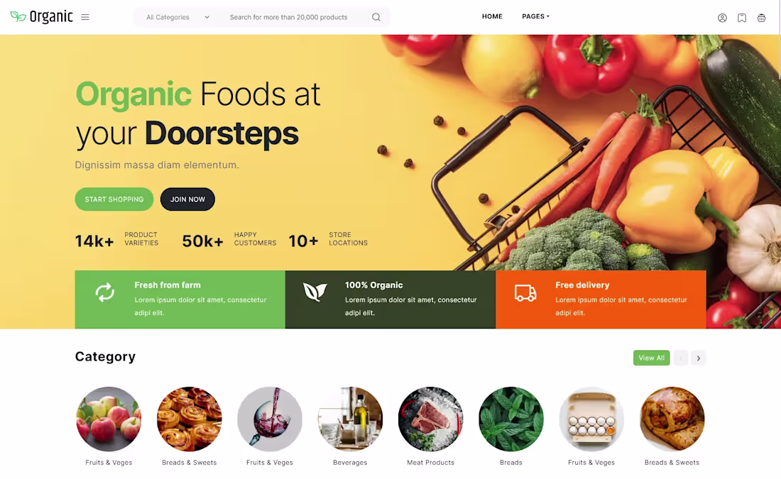Cover image for Organic foods web site 