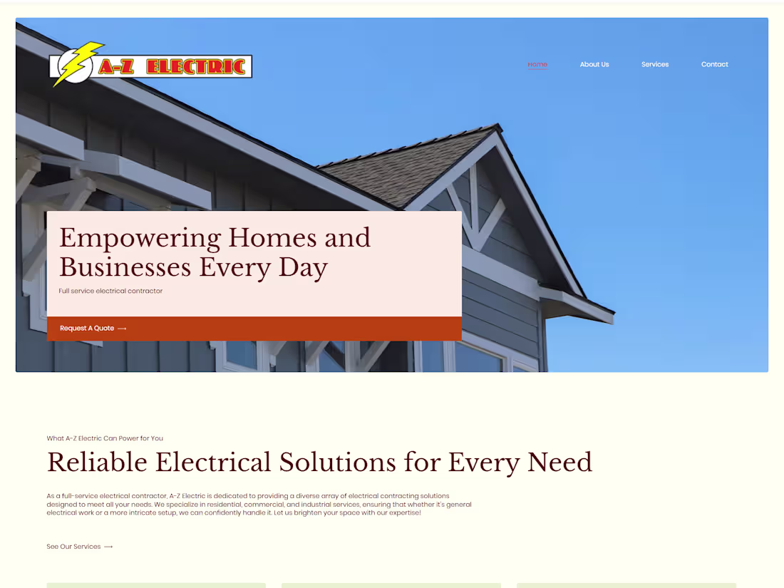 Cover image for A-Z Electric Website Redesign