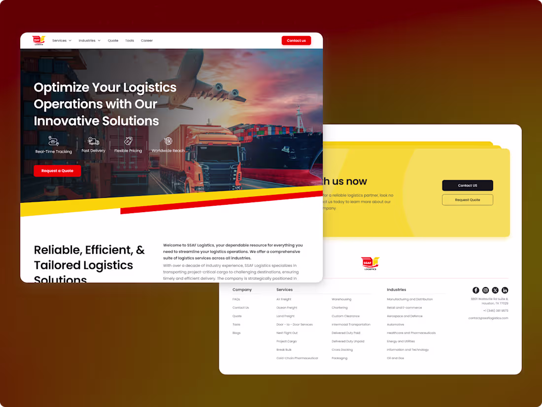 Cover image for SSAF Logistics - Web App and Website Design