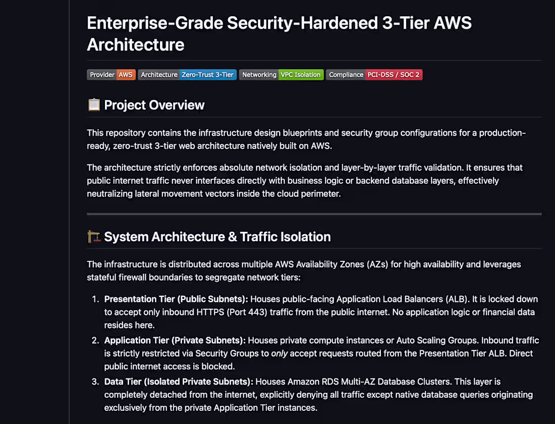 Cover image for Production-ready, zero-trust 3-tier AWS architecture
