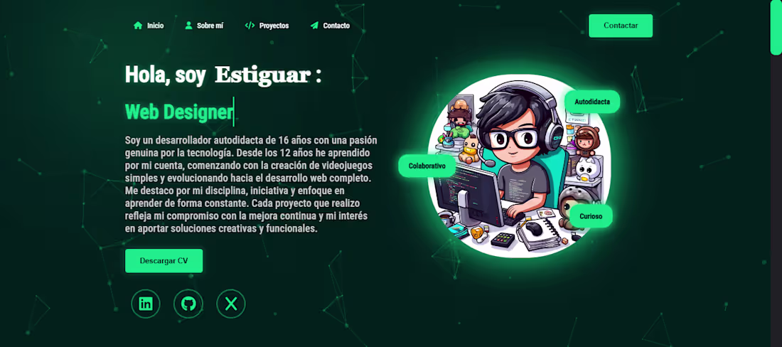 Cover image for Hola! Soy Estiguar. Mí portafolio web diseñado con HTML, CSS...